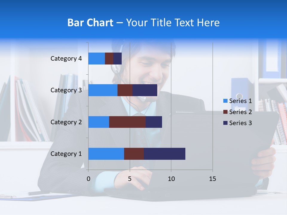 A Man Wearing A Headset And Using A Laptop PowerPoint Template