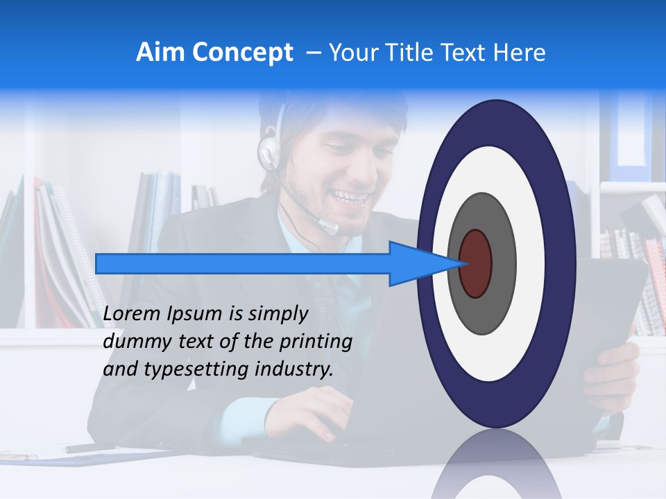 A Man Wearing A Headset And Using A Laptop PowerPoint Template