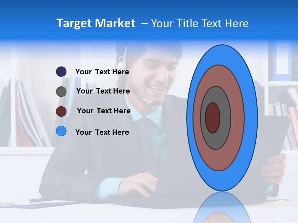 A Man Wearing A Headset And Using A Laptop PowerPoint Template