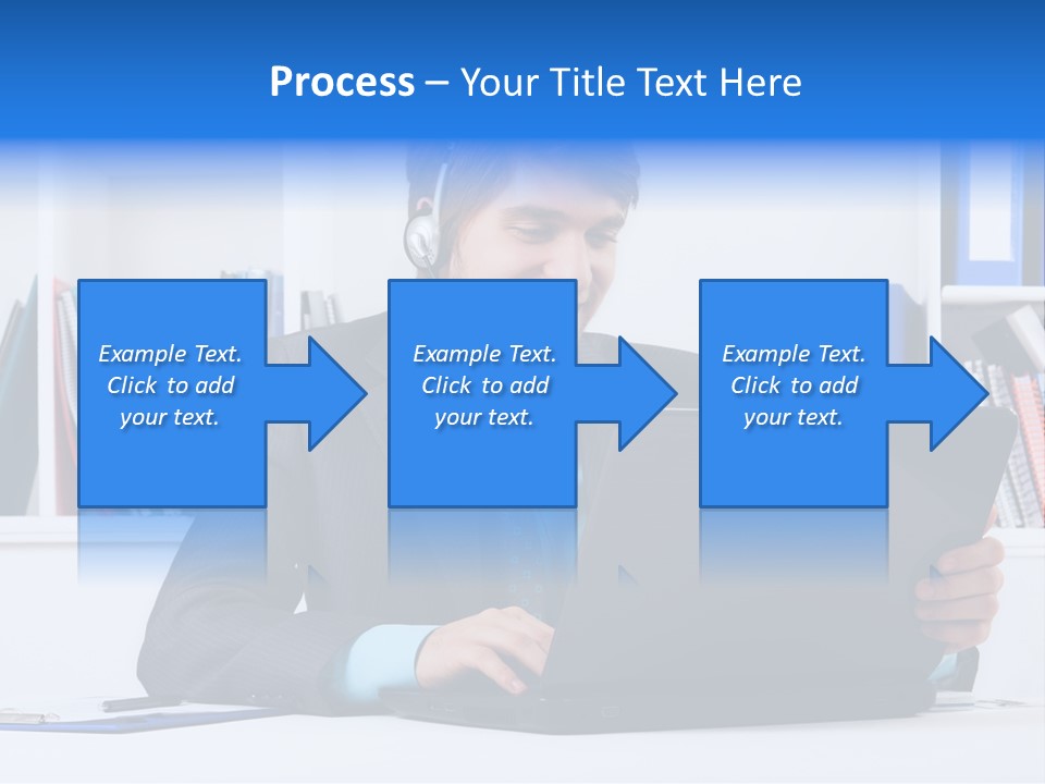A Man Wearing A Headset And Using A Laptop PowerPoint Template