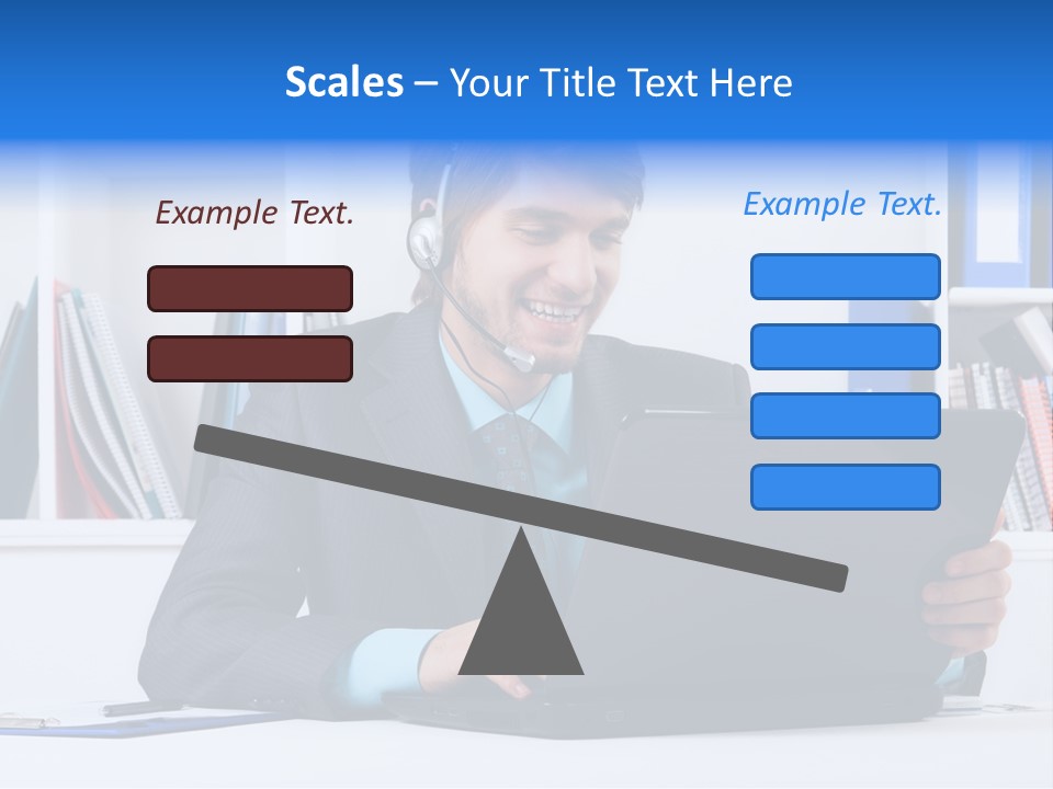 A Man Wearing A Headset And Using A Laptop PowerPoint Template