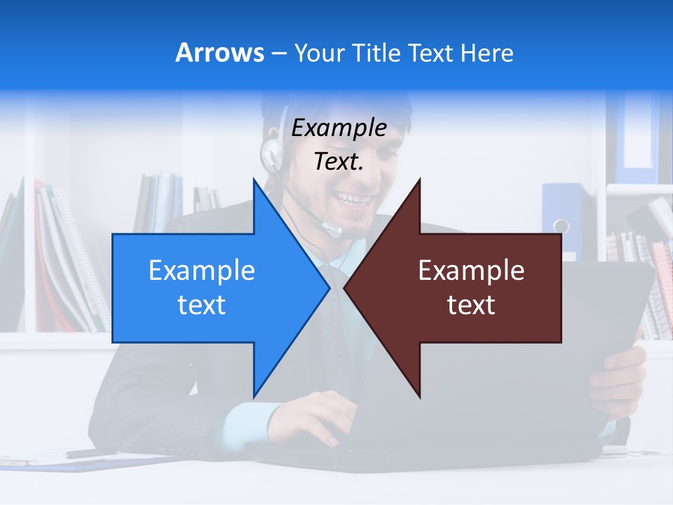 A Man Wearing A Headset And Using A Laptop PowerPoint Template