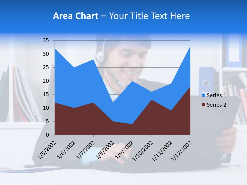 A Man Wearing A Headset And Using A Laptop PowerPoint Template