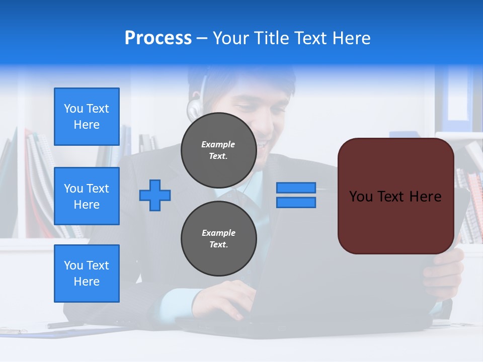 A Man Wearing A Headset And Using A Laptop PowerPoint Template