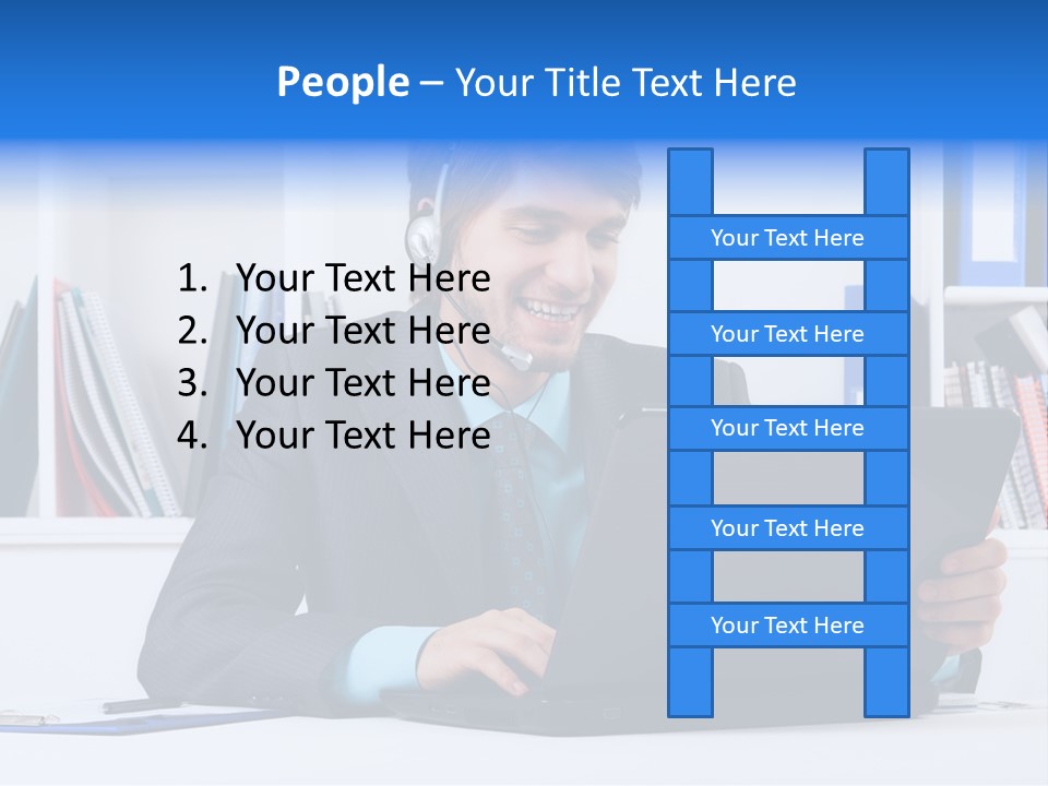 A Man Wearing A Headset And Using A Laptop PowerPoint Template