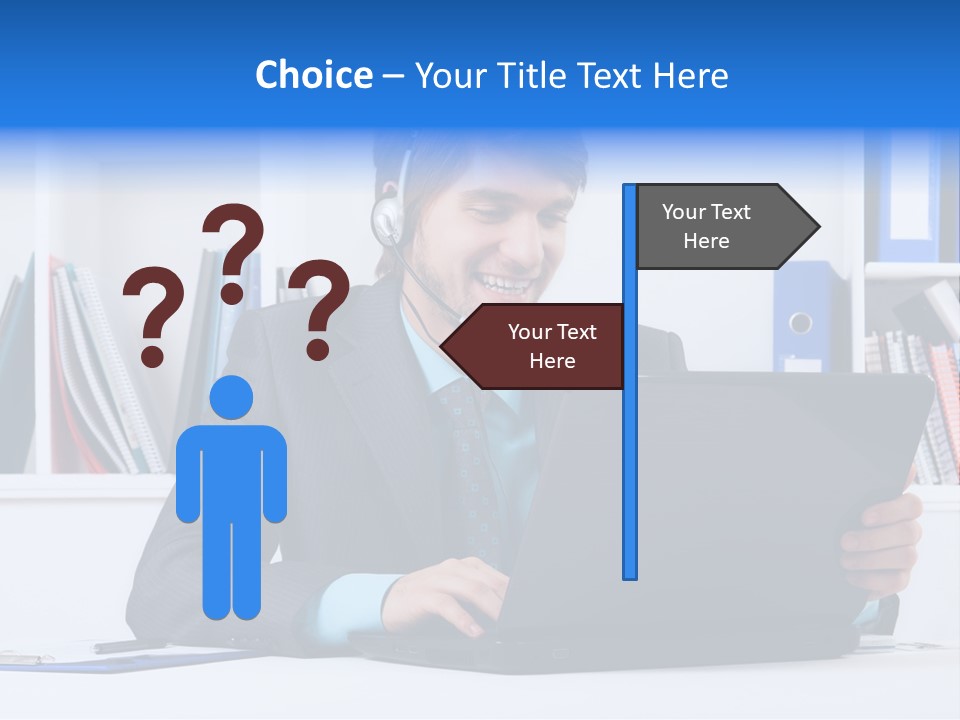 A Man Wearing A Headset And Using A Laptop PowerPoint Template