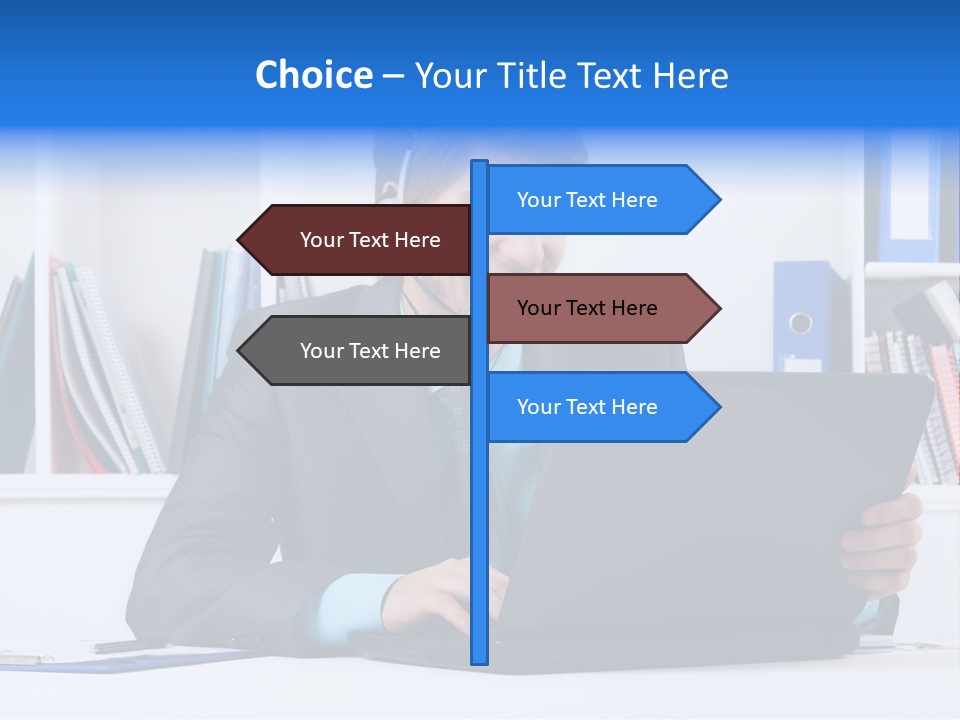 A Man Wearing A Headset And Using A Laptop PowerPoint Template