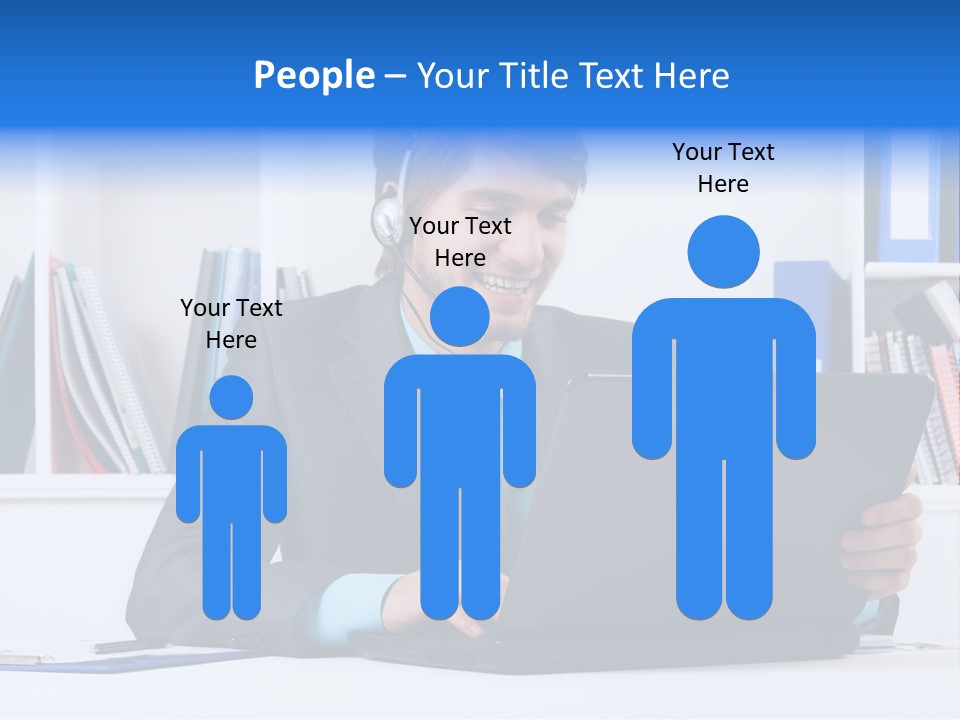 A Man Wearing A Headset And Using A Laptop PowerPoint Template