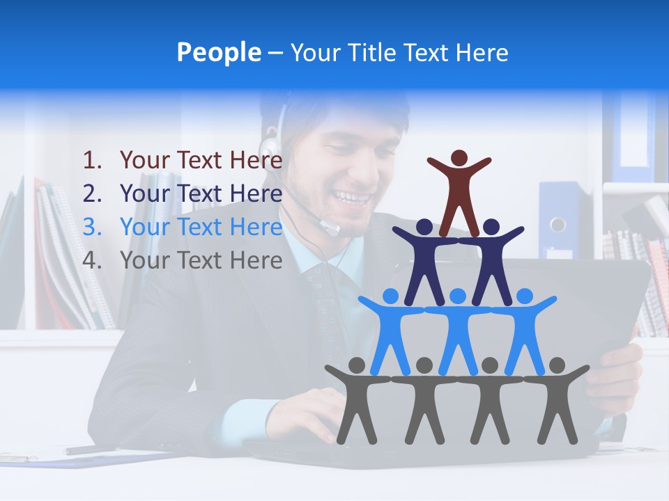 A Man Wearing A Headset And Using A Laptop PowerPoint Template