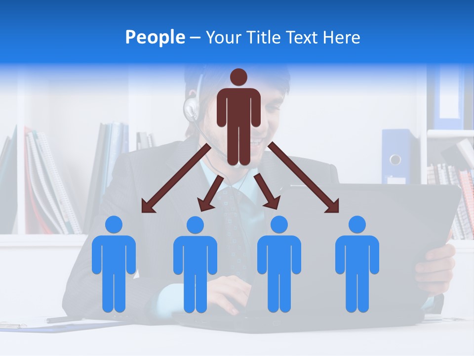 A Man Wearing A Headset And Using A Laptop PowerPoint Template