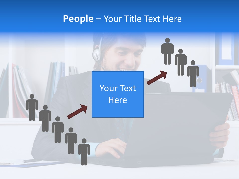 A Man Wearing A Headset And Using A Laptop PowerPoint Template