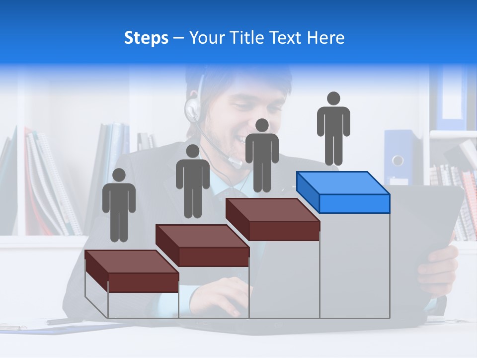 A Man Wearing A Headset And Using A Laptop PowerPoint Template