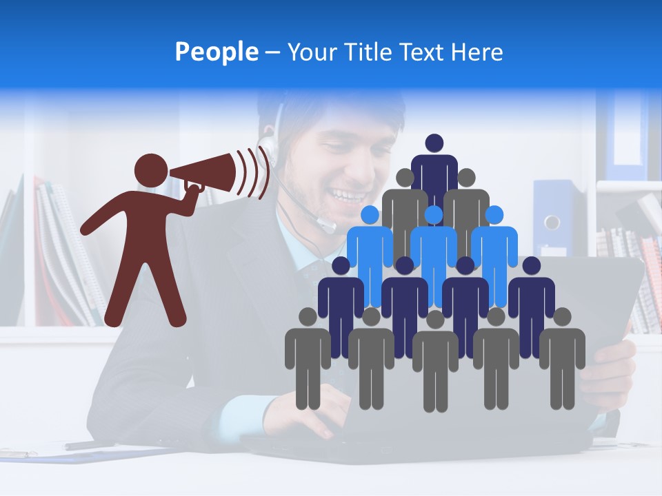 A Man Wearing A Headset And Using A Laptop PowerPoint Template