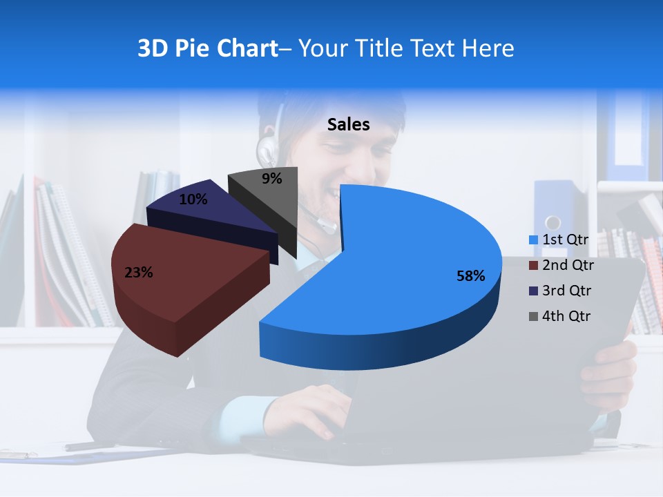 A Man Wearing A Headset And Using A Laptop PowerPoint Template