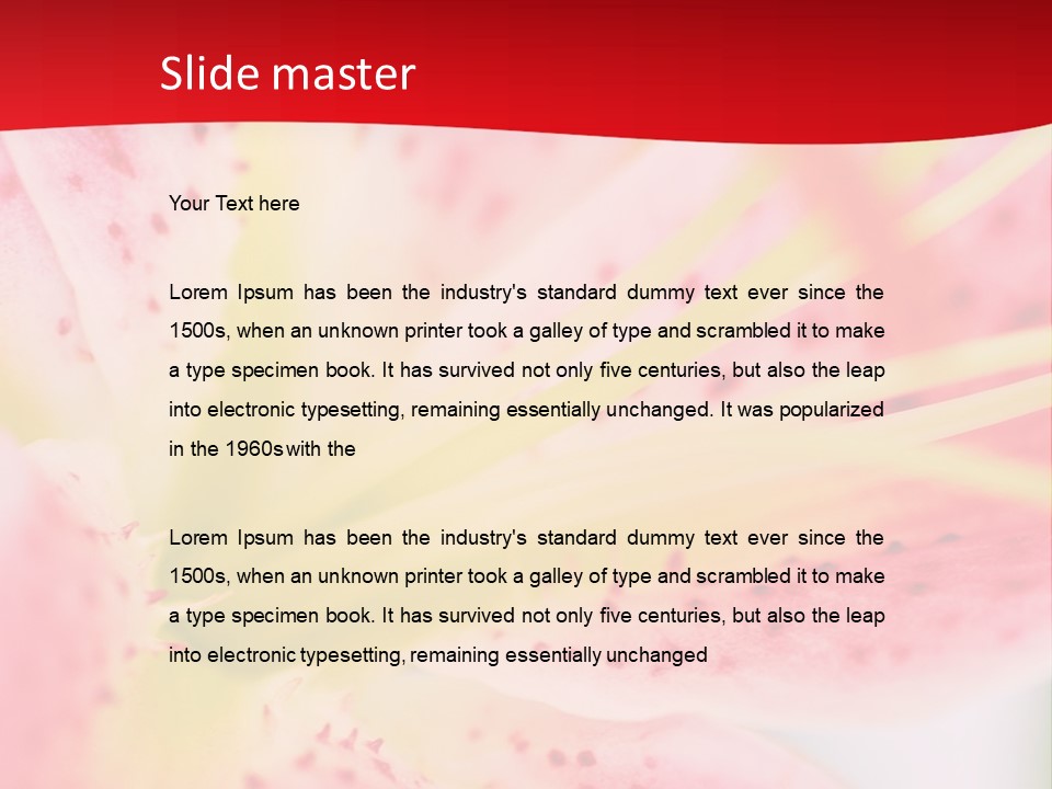 A Pink Flower With Yellow Center On A Red Background PowerPoint Template