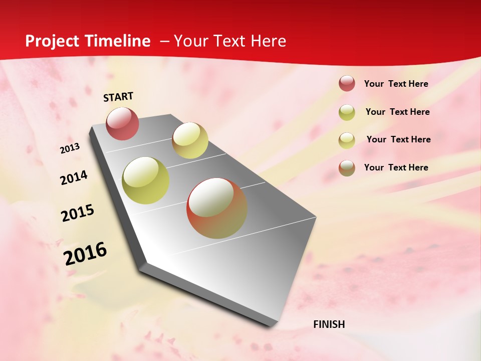 A Pink Flower With Yellow Center On A Red Background PowerPoint Template