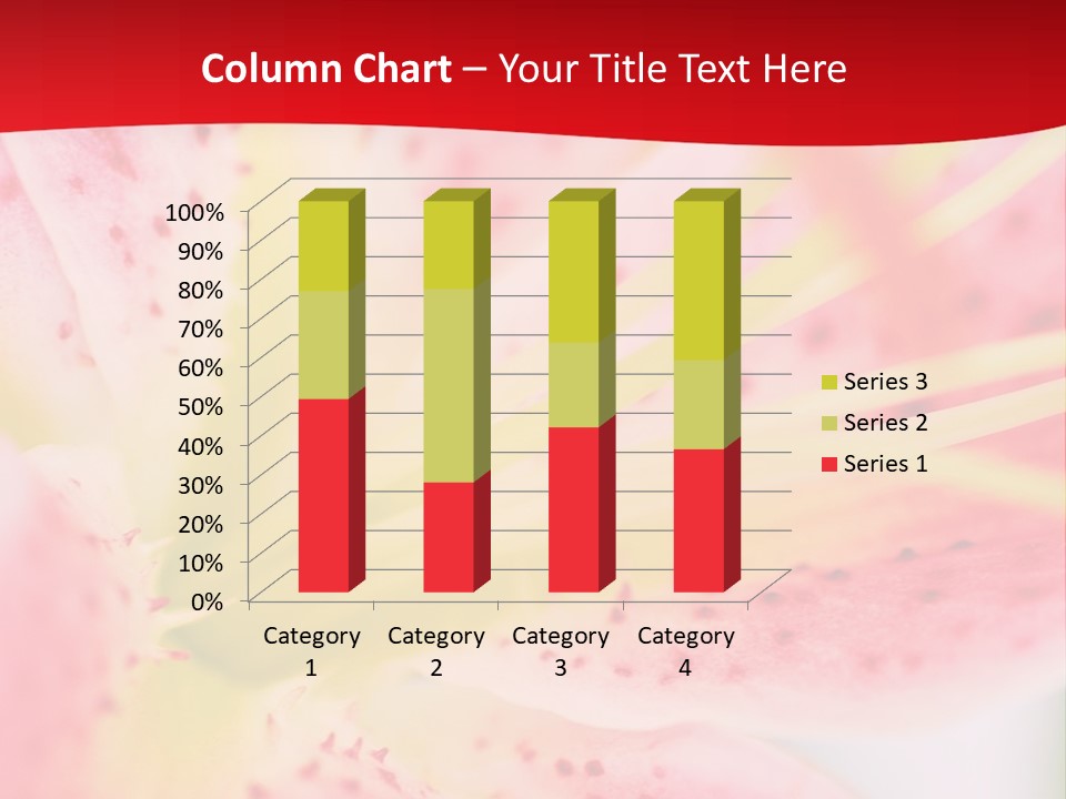 A Pink Flower With Yellow Center On A Red Background PowerPoint Template