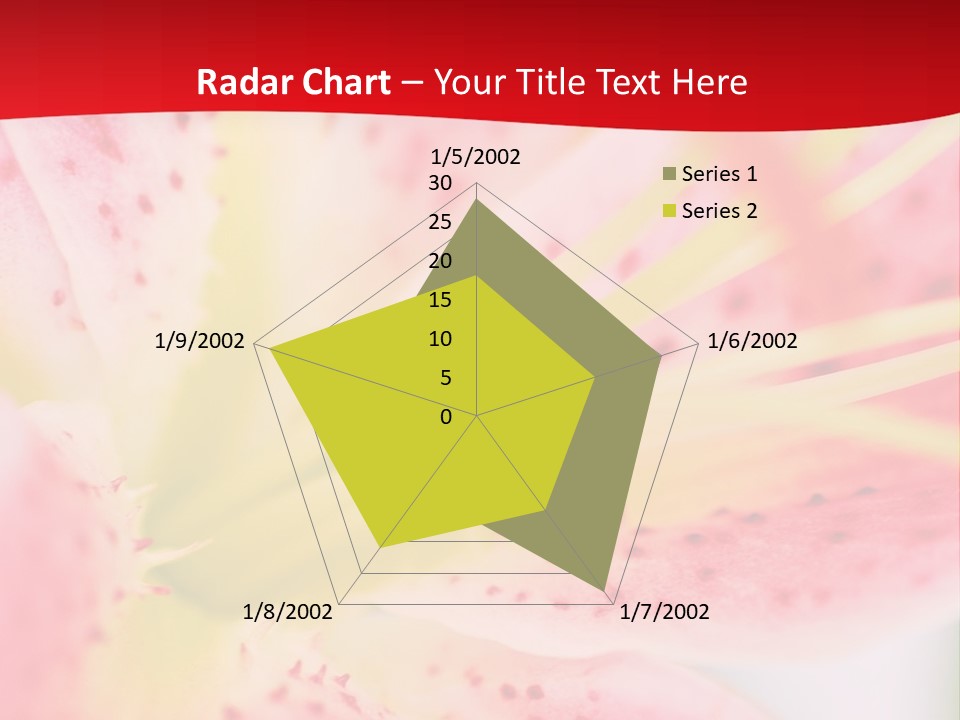 A Pink Flower With Yellow Center On A Red Background PowerPoint Template