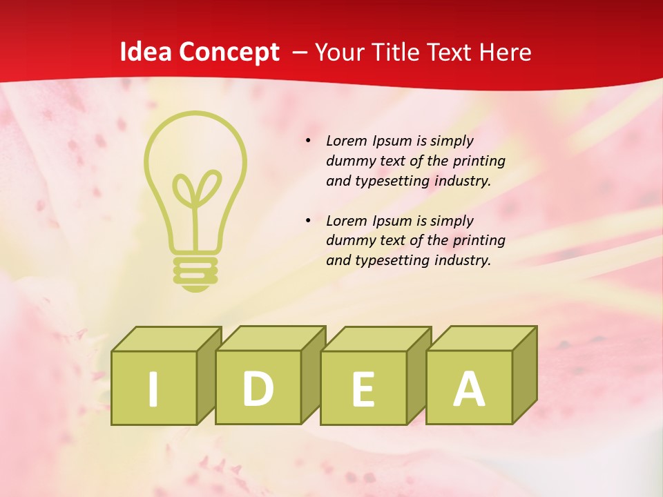 A Pink Flower With Yellow Center On A Red Background PowerPoint Template