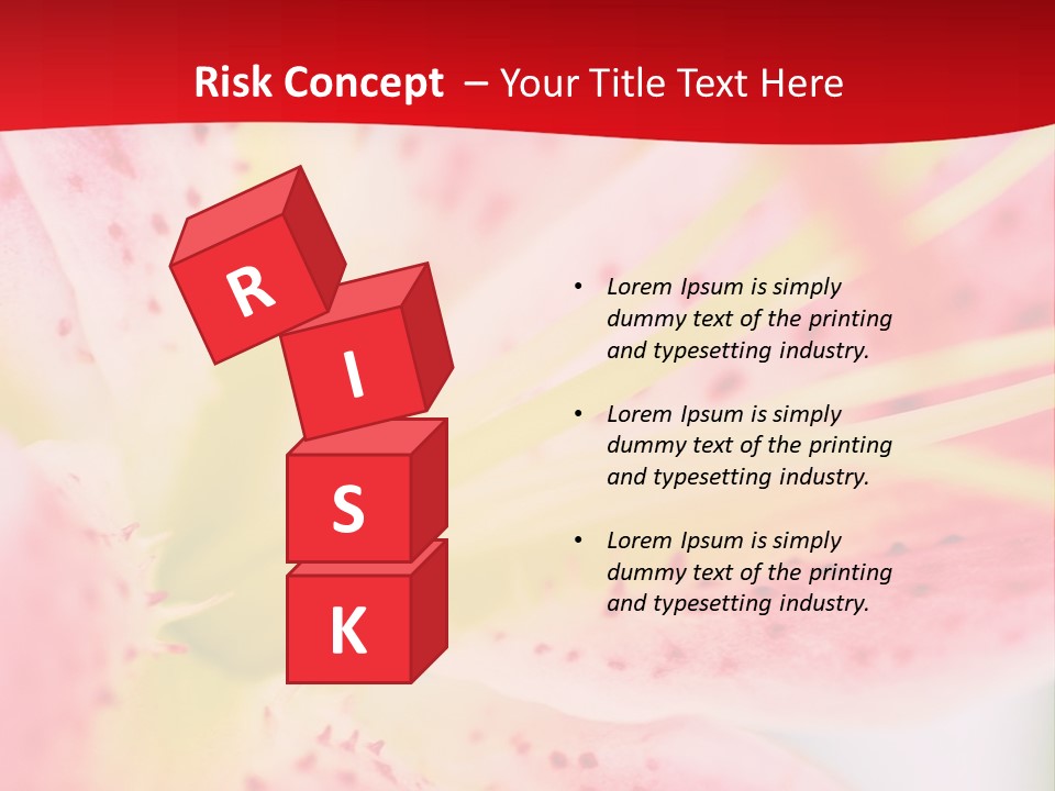 A Pink Flower With Yellow Center On A Red Background PowerPoint Template