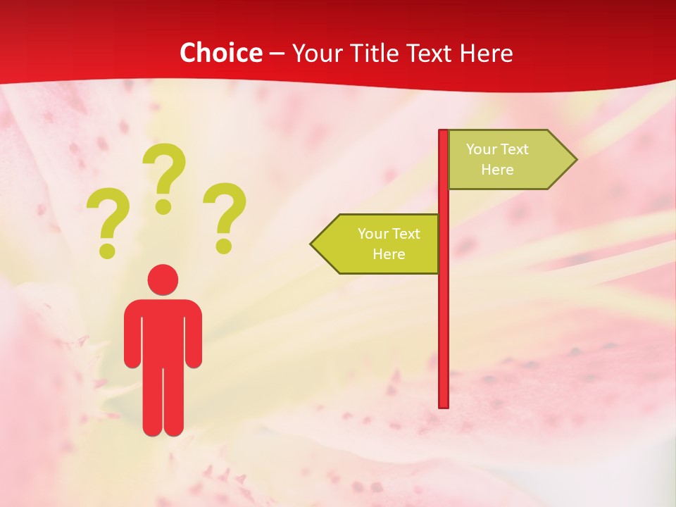 A Pink Flower With Yellow Center On A Red Background PowerPoint Template