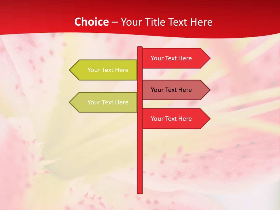 A Pink Flower With Yellow Center On A Red Background PowerPoint Template