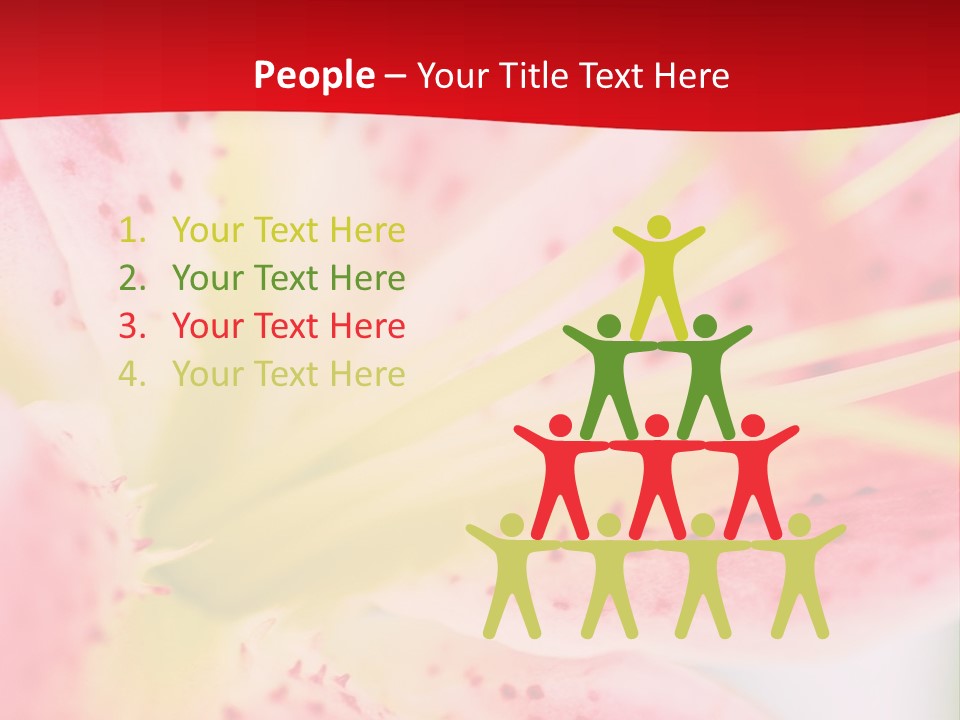 A Pink Flower With Yellow Center On A Red Background PowerPoint Template