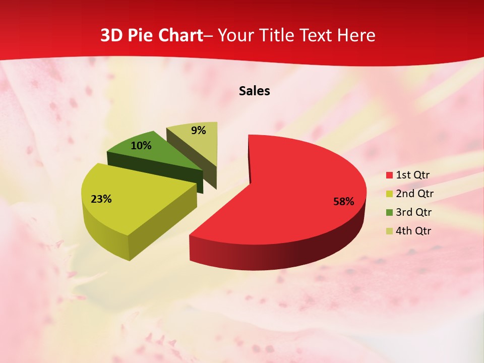 A Pink Flower With Yellow Center On A Red Background PowerPoint Template