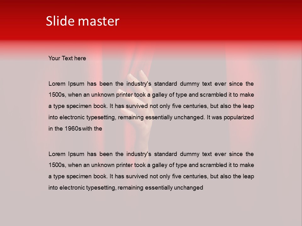 A Woman's Hand Peeking Out Of A Red Curtain PowerPoint Template