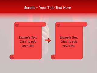 A Woman's Hand Peeking Out Of A Red Curtain PowerPoint Template