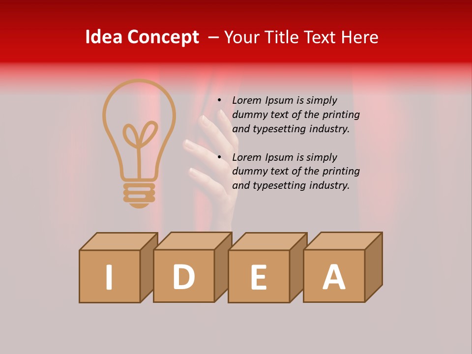 A Woman's Hand Peeking Out Of A Red Curtain PowerPoint Template