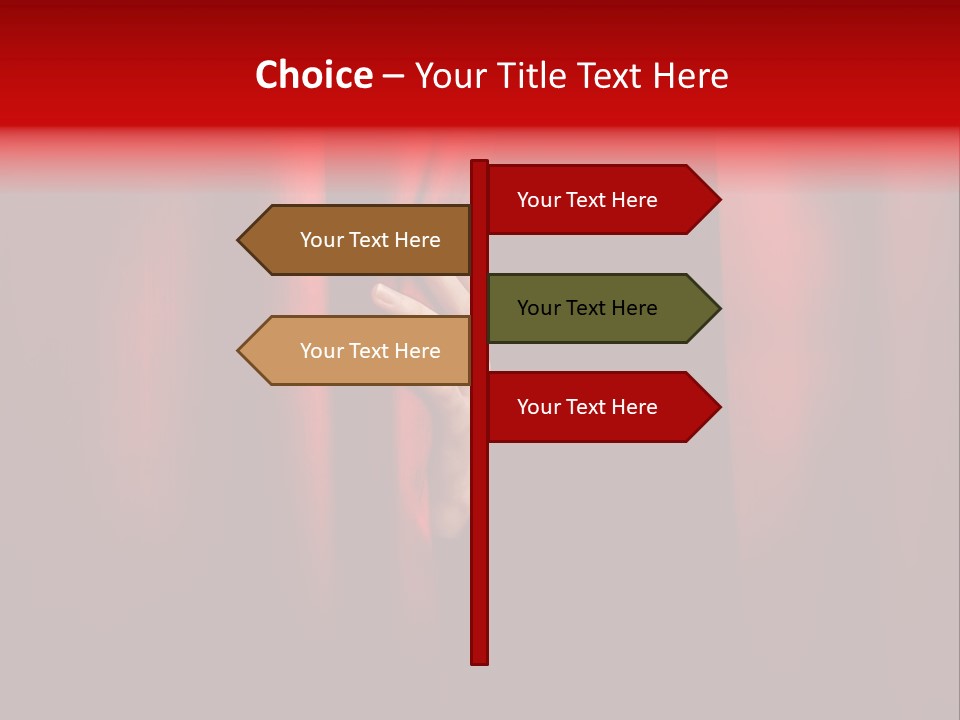 A Woman's Hand Peeking Out Of A Red Curtain PowerPoint Template