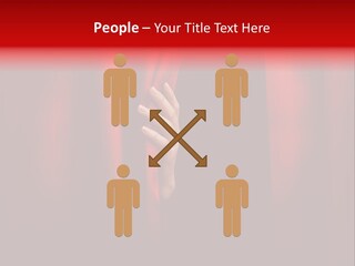 A Woman's Hand Peeking Out Of A Red Curtain PowerPoint Template