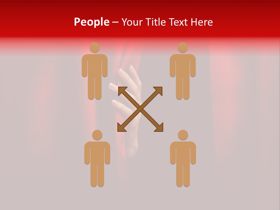 A Woman's Hand Peeking Out Of A Red Curtain PowerPoint Template