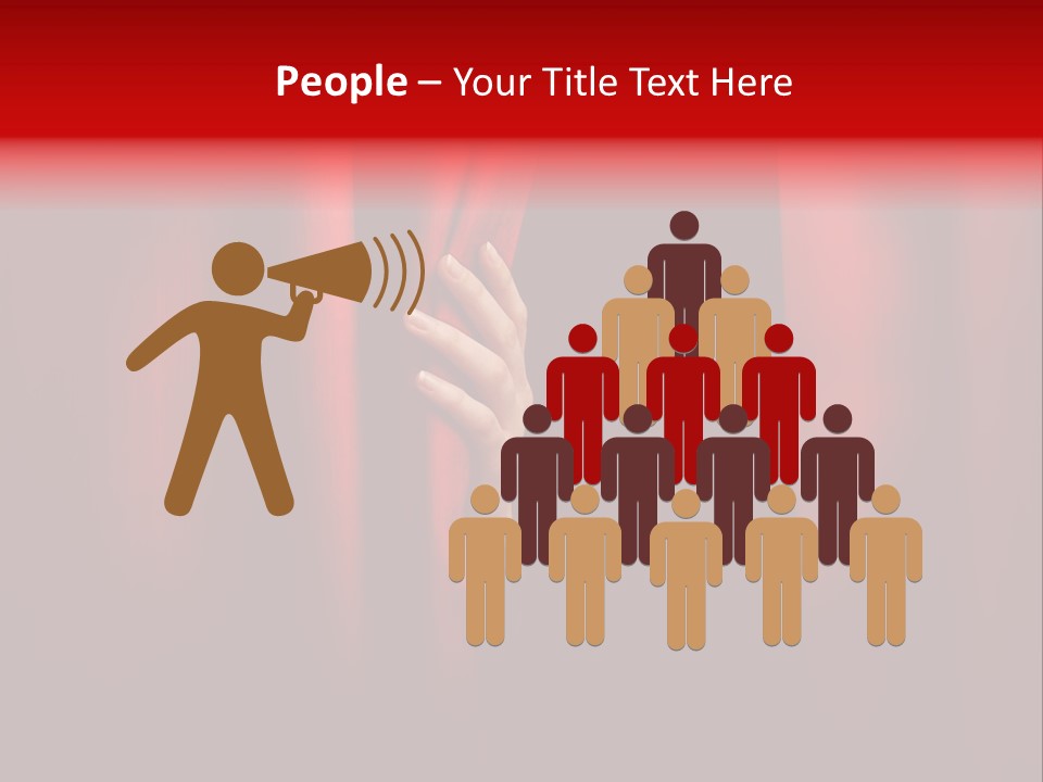 A Woman's Hand Peeking Out Of A Red Curtain PowerPoint Template