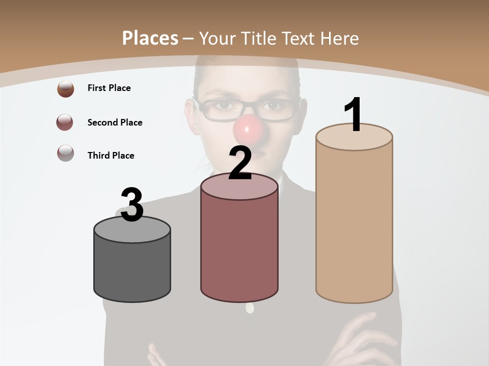 A Woman In A Suit With A Clown Nose PowerPoint Template