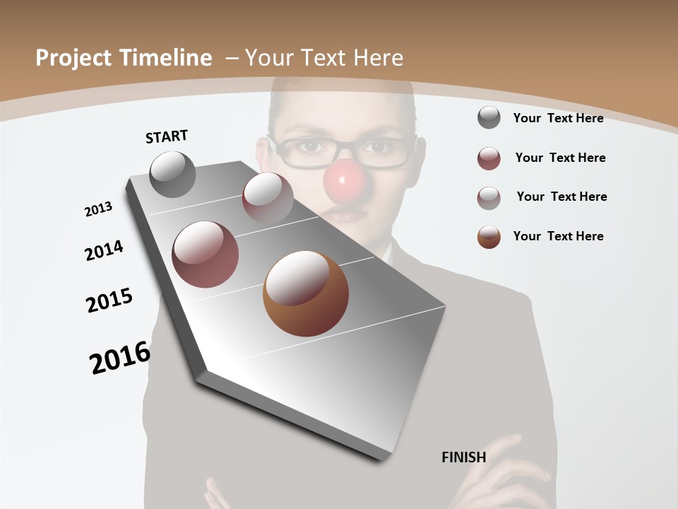 A Woman In A Suit With A Clown Nose PowerPoint Template