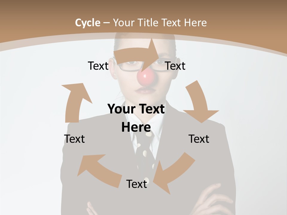 A Woman In A Suit With A Clown Nose PowerPoint Template