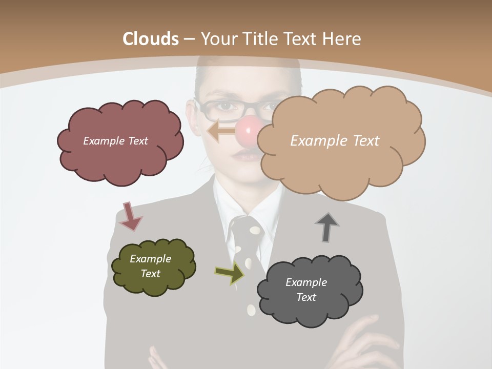 A Woman In A Suit With A Clown Nose PowerPoint Template