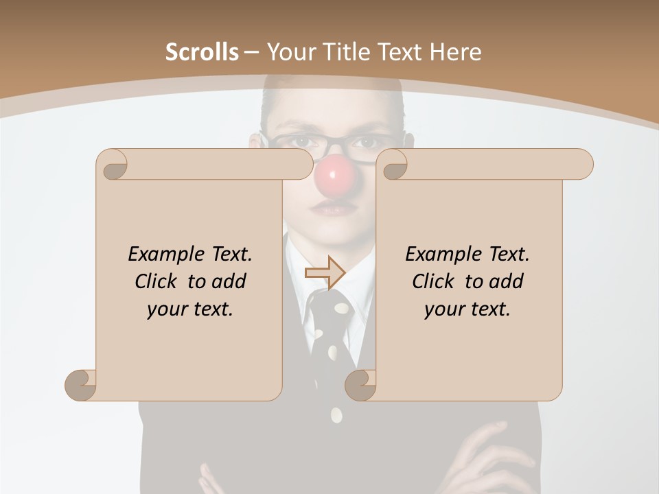 A Woman In A Suit With A Clown Nose PowerPoint Template
