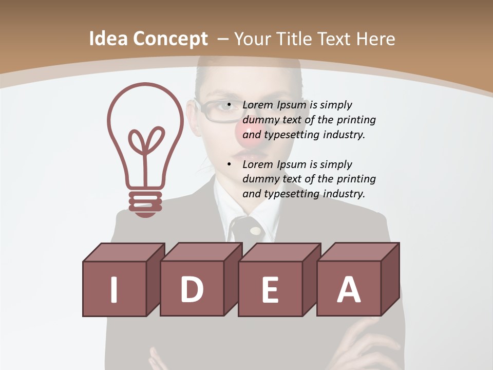 A Woman In A Suit With A Clown Nose PowerPoint Template