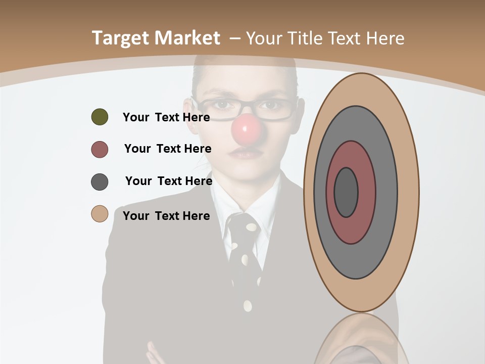A Woman In A Suit With A Clown Nose PowerPoint Template