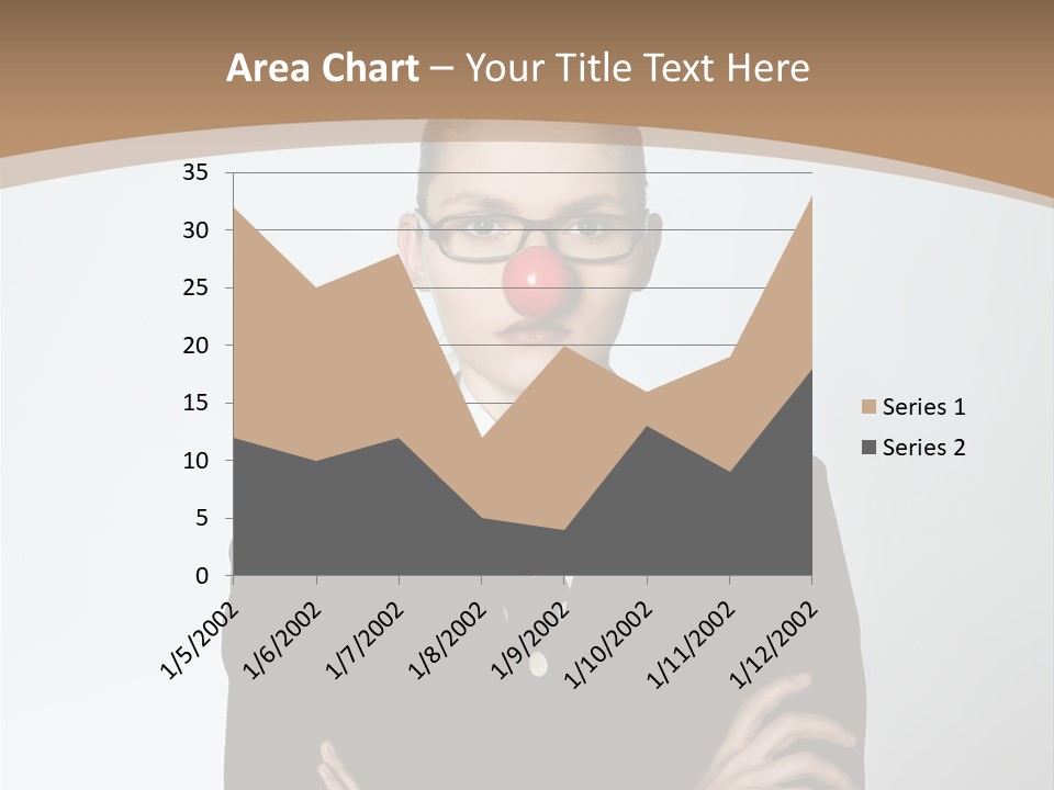 A Woman In A Suit With A Clown Nose PowerPoint Template