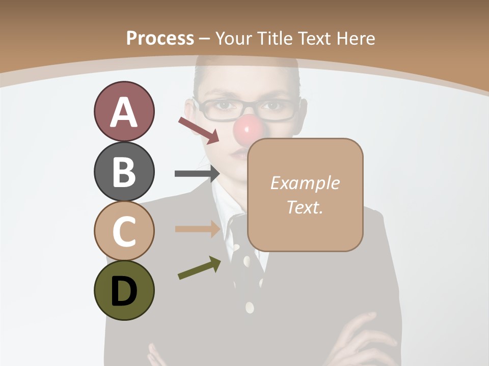 A Woman In A Suit With A Clown Nose PowerPoint Template