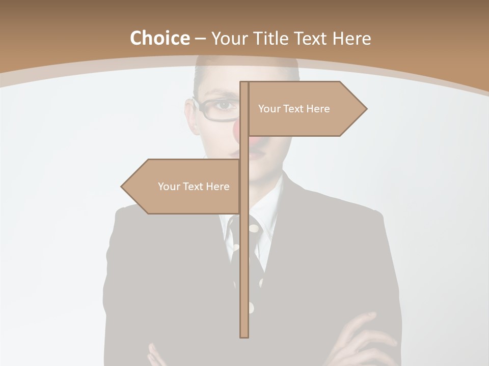 A Woman In A Suit With A Clown Nose PowerPoint Template