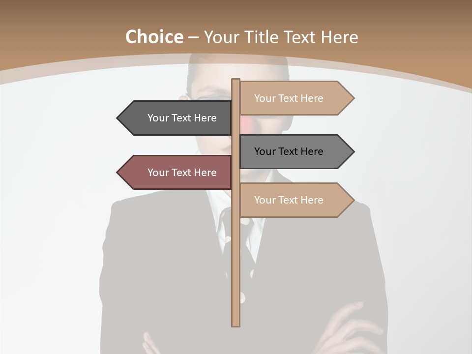 A Woman In A Suit With A Clown Nose PowerPoint Template