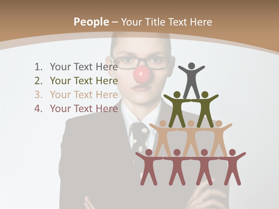 A Woman In A Suit With A Clown Nose PowerPoint Template