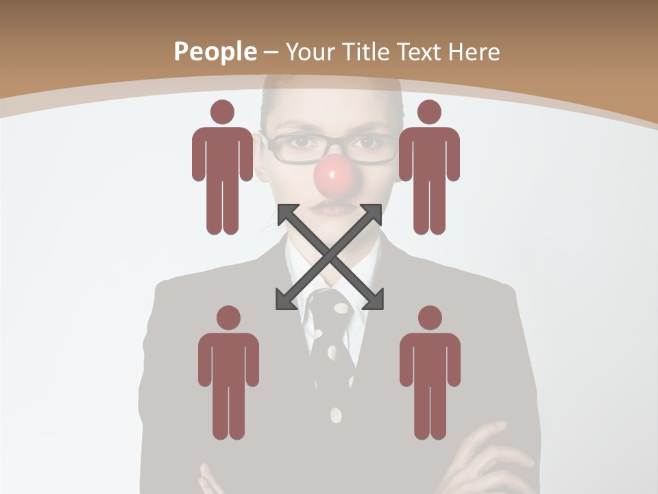 A Woman In A Suit With A Clown Nose PowerPoint Template