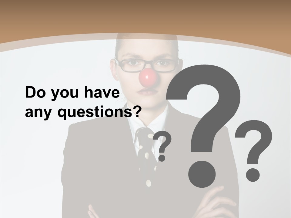 A Woman In A Suit With A Clown Nose PowerPoint Template