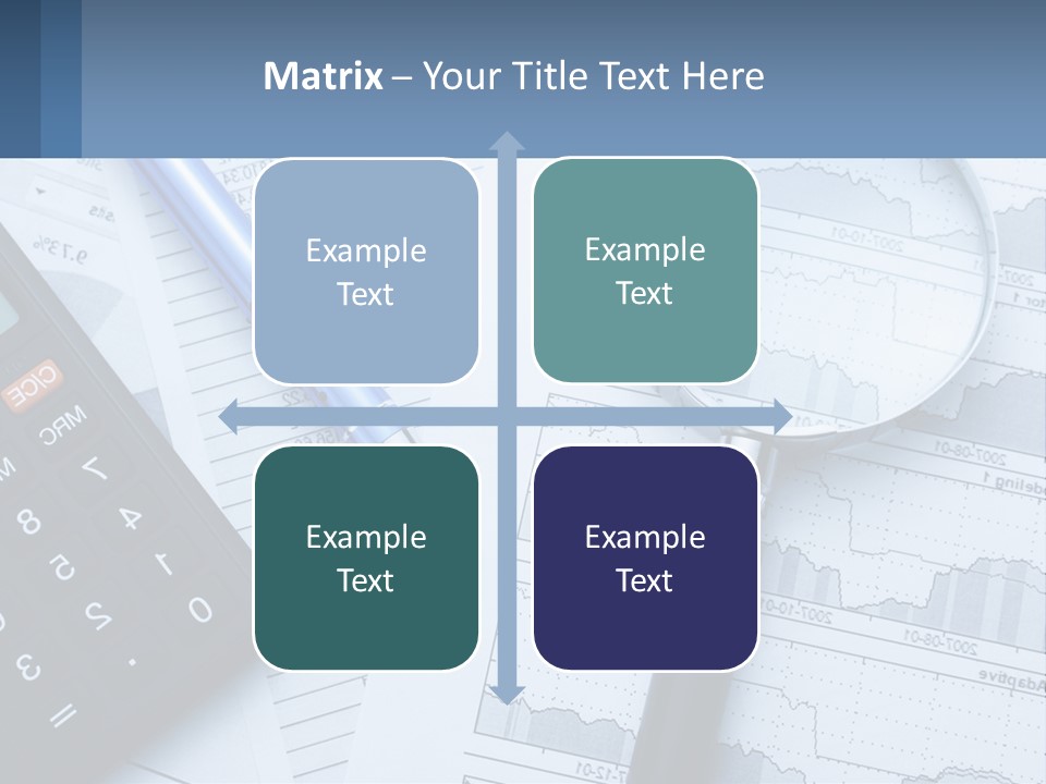 A Magnifying Glass Sitting On Top Of A Desk Next To A Calcula PowerPoint Template